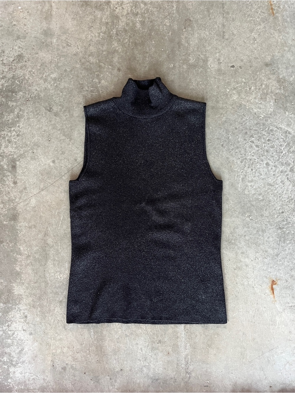 Vintage 90s Y2K Turtleneck Tank - Sparkly Black